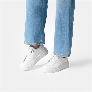 Paul Green Bungee Lace Platform Trainer - White Gold Leather
